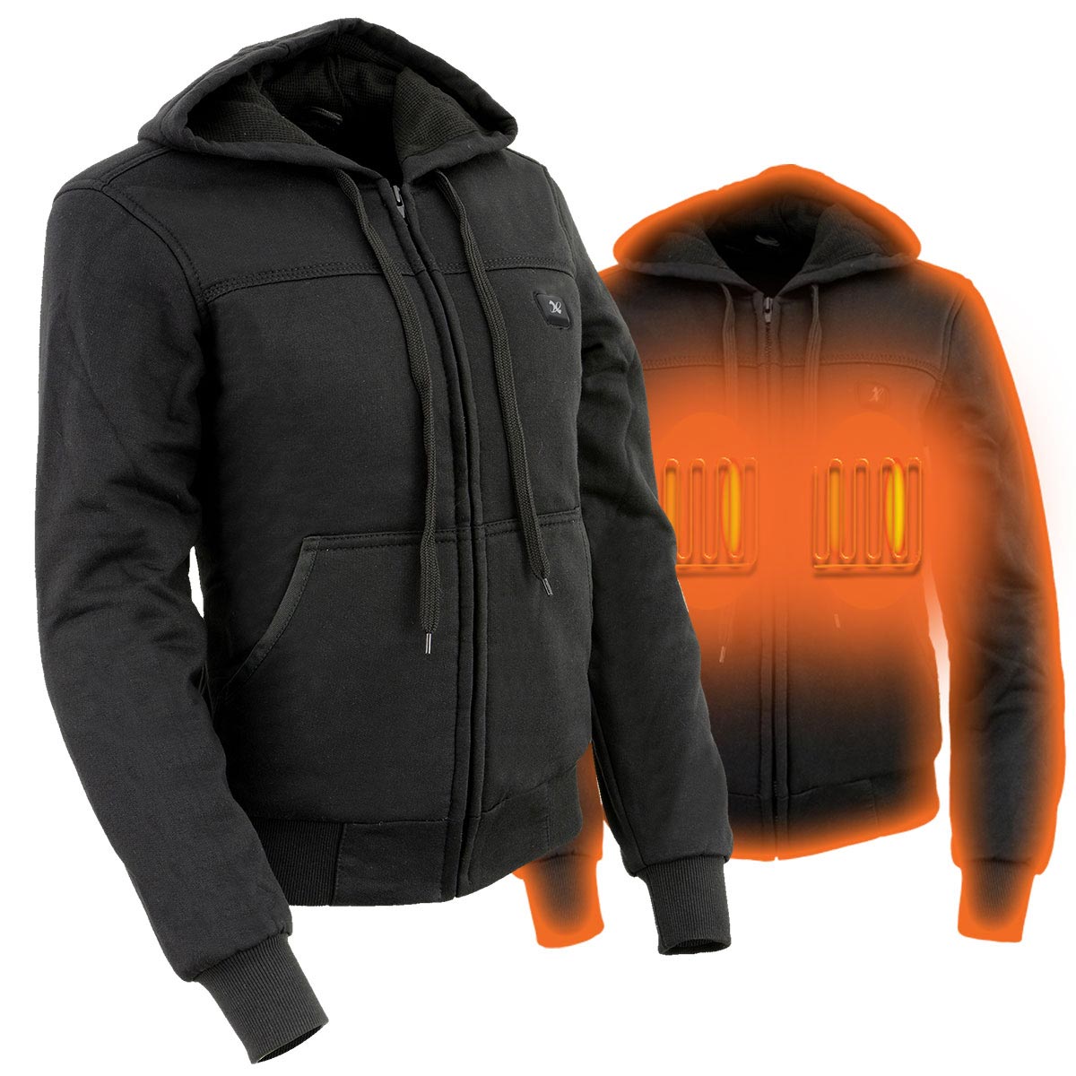 Nexgen Heat MPL2713SET Women Black 'Heated' Front Zipper Fiery Hoodie Jacket for Outdoor Activities
