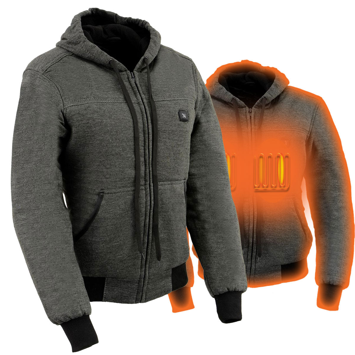 Nexgen Heat MPL2713SET Women Grey 'Heated' Front Zipper Fiery Hoodie Jacket for Outdoor Activities