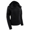 Nexgen Heat MPL2767SET Women's Black 'Heated' Soft Shell Jacket with Detachable Hood for Riding Hiking Winter Outdoor Activities