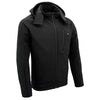 Nexgen Heat NXM1767SET Men's 'Ruffled' Black Soft Shell Heated Hooded Jacket- for Outdoor Winter Cold Weather Activities