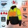 Nexgen Heat MPM1773SET Men's Heated High Visibility Work Hoodie, Neon Green Hi Vis Reflective Hoodie