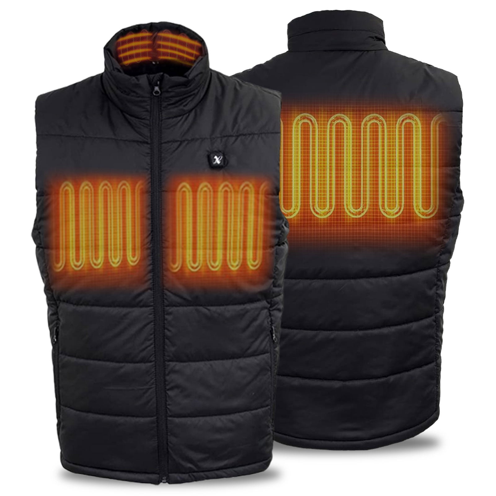 Nexgen Heat Men's NXM3301SET Puffer Black Heated Winter Vest - for Outdoor Winter Cold Weather Activities