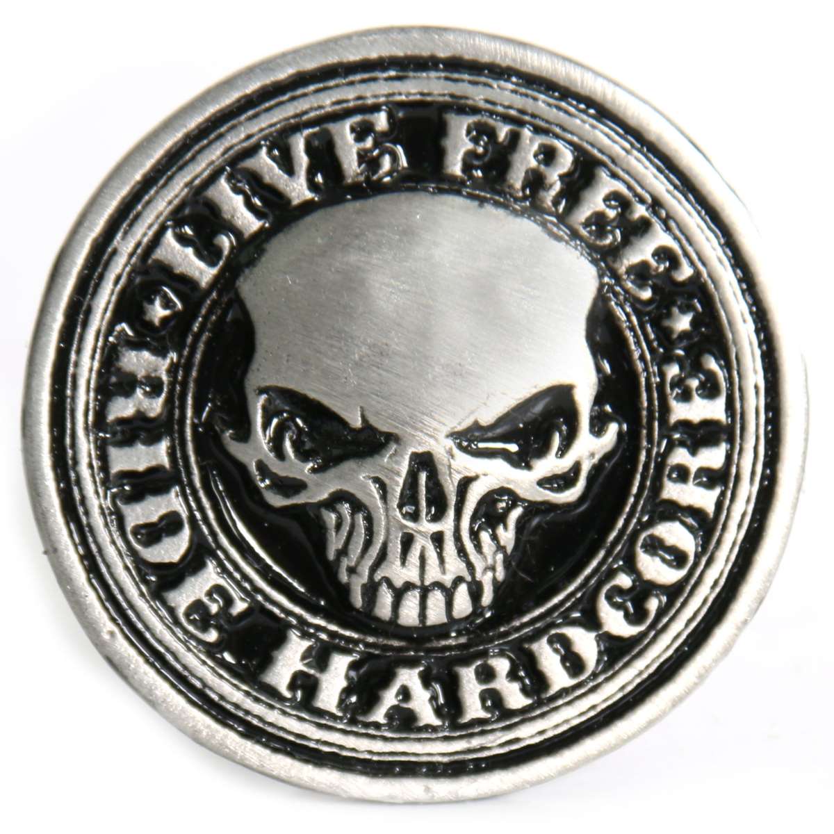 Milwaukee Leather MLP9241 Hardcore Stencil Skull Biker Pin For Jackets, Vest, Hats and Clothing