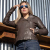 Milwaukee Leather Brown Vintage Motorcycle Inspired Vegan Tan Fashion Leather Jacket for Women SFL2812