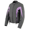 Nexgen SH2188 Women's Black and Purple Textile Motorcycle Riding Jacket with Side Stretch and Lacing