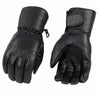 Milwaukee Leather Men's Black Gauntlet Motorcycle Gloves-Black Soft Leather Waterproof Cinch Wrist Closure-SH293