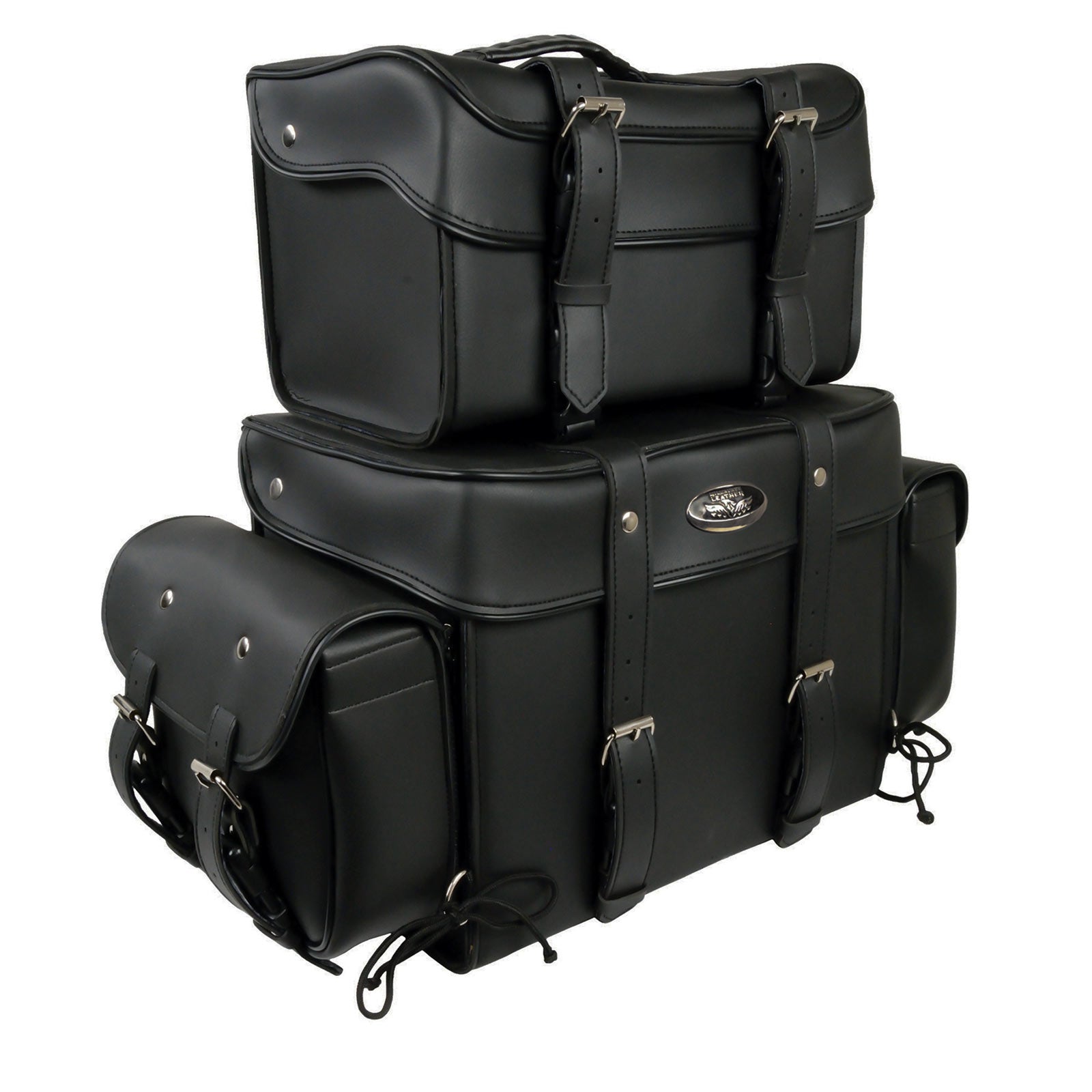Milwaukee Leather SH65001 Large Black PVC 4-Piece Motorcycle Touring Tail Bag