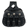 Milwaukee Leather SH652ZB Black Zip-Off Triple Buckle PVC Throw Over Motorcycle Saddlebags with Studs (18X11X7X19)