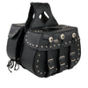 Milwaukee Leather SH652ZB Black Zip-Off Triple Buckle PVC Throw Over Motorcycle Saddlebags with Studs (18X11X7X19)