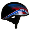 Hot Leathers HLT68 Eagle Wings Black Advanced DOT Approved Motorcycle Skull Cap Half Helmet