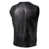 Milwaukee Leather USA MADE MLVSM5009 Men's Black Slinger V-Neck Motorcycle Premium Leather Zippered Vest