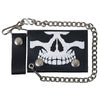 Hot Leathers WLB1010 Skull Black Leather Bi-Fold Wallet with Chain