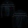 XKM1004 Men's Black Leather Vented Jacket with Reflective Piping