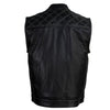 Milwaukee Leather LKM3784 Men's Classic Black Leather Motorcycle Rider Vest Stars and Stripes Design w/ USA Flag Liner
