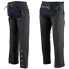 Milwaukee Leather LKM5717 Men's Flat Black Premium Leather Motorcycle Rider Biker Chaps w/ Jean Pockets