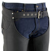 Milwaukee Leather LKM5717 Men's Flat Black Premium Leather Motorcycle Rider Biker Chaps w/ Jean Pockets