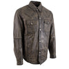 Milwaukee Leather MLM1613 Men's Distressed Brown Casual Biker Rider Leather Shirt w/ Vintage 5 Cent Buffalo Buttons