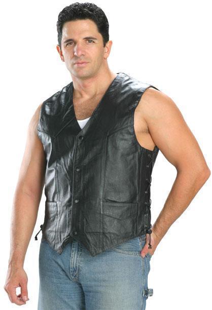 USA Leather Classic Style 201L Men's Leather Side Lace Vest