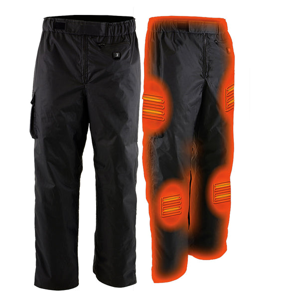 NexGen Heat MPM5715SET Men's Black 'Heated' Textile Water Resistant Over Pants (Rechargeable Battery Pack Included)