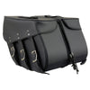 Milwaukee Leather SH55101ZB Black 3 Strap Zip-Off Motorcycle Saddlebags
