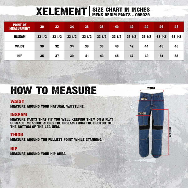 Xelement 055029 Men's Classic Fit Blue Denim Motorcycle Racing Pants with X-Armor Protection