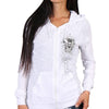 Hot Leathers GLZ4237 Ladies 'Sugar Skull' Lightweight Slubby Hooded White Hoodie