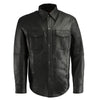 Milwaukee Leather LKM1601 Men's Black Lightweight Snap Front Casual Biker Leather Shirt