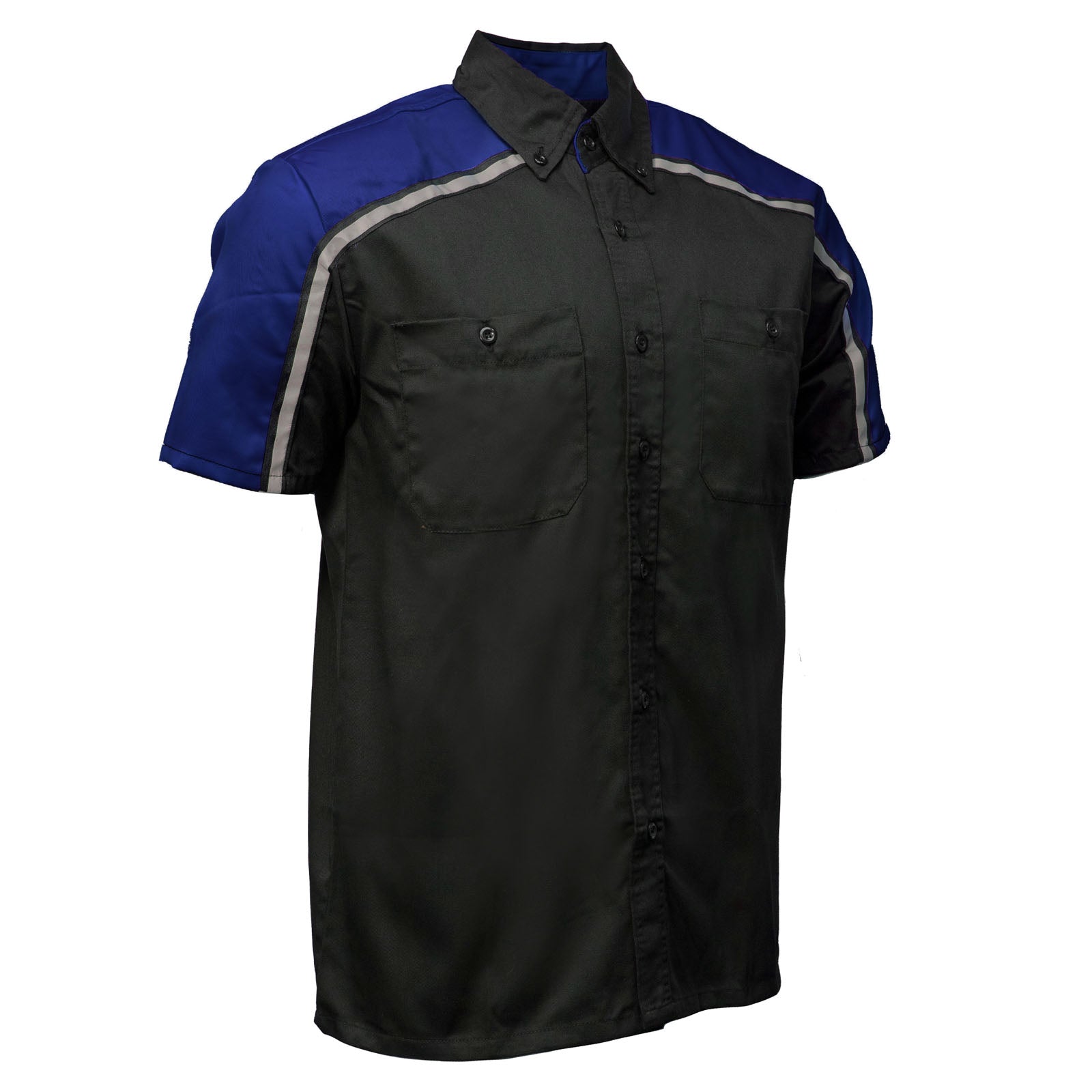 Milwaukee Motorcycle Clothing Co. Men’s Blk/Blu Mechanic Work Shirt – w / Reflective Strip, Rider‑Built MDM11602