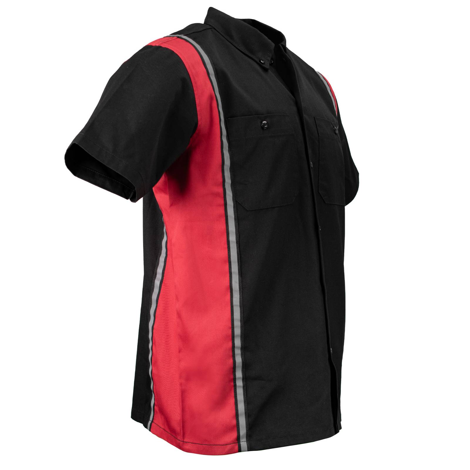 Milwaukee Motorcycle Clothing Co. Men’s Blk/Red Mechanic Work Shirt – w / Reflective Strip, Rider‑Built MDM11607