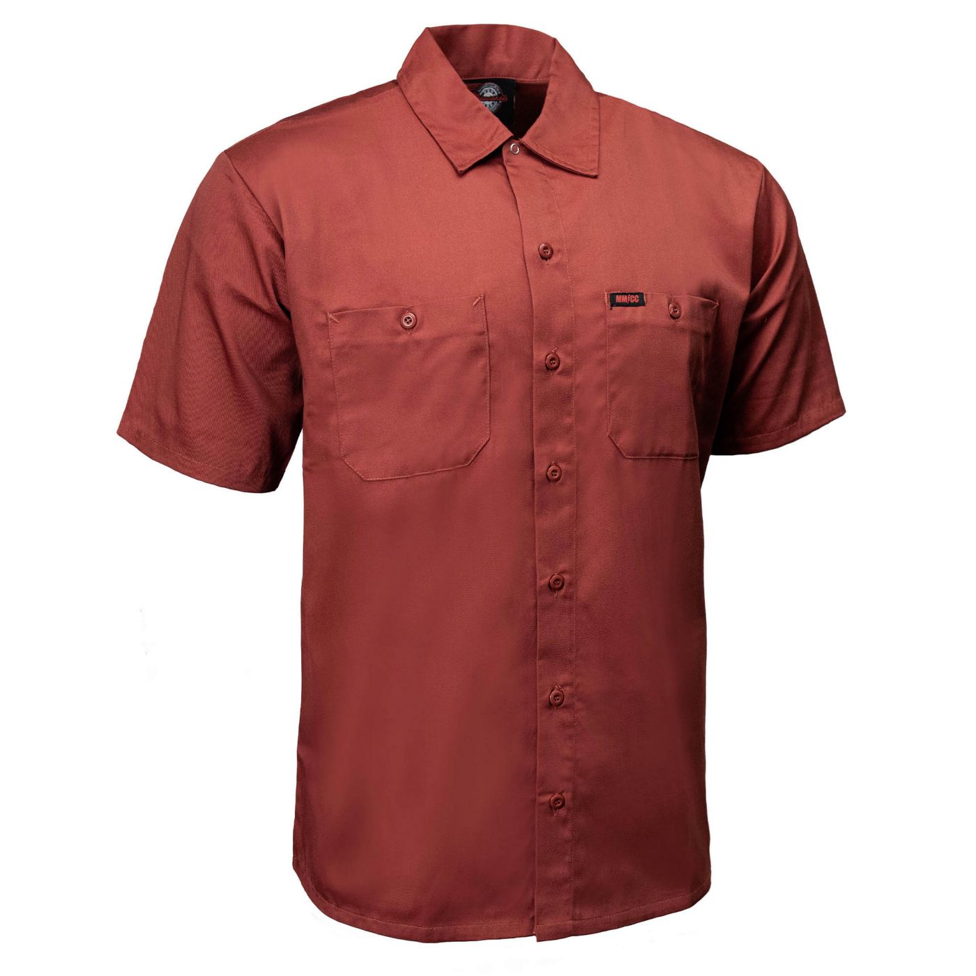 MMCC Men's Orange Super Duty Classic Mechanic Button Up Shirt - 2 Chest Pockets - Microfiber Panel - MDM11627