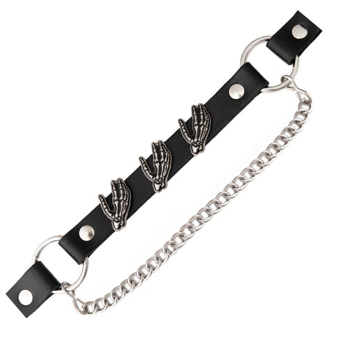 Milwaukee Leather MLA3006 Silver Biker Chain for Motorcycle Boots w/ Skeleton Hand Emblem