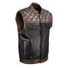 Milwaukee Leather MLM3528 Men's Black Paisley Lined Leather Vest w/ Neon Green Stitching & Armhole Trim