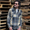 Milwaukee Leather Men's Flannel Plaid Shirt Beige with Black and Blue Long Sleeve Cotton Button Down Shirt MNG11639
