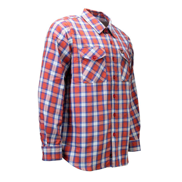 Milwaukee Leather MNG11670 Men's Red, Blue and White Long Sleeve Cotton Flannel Shirt