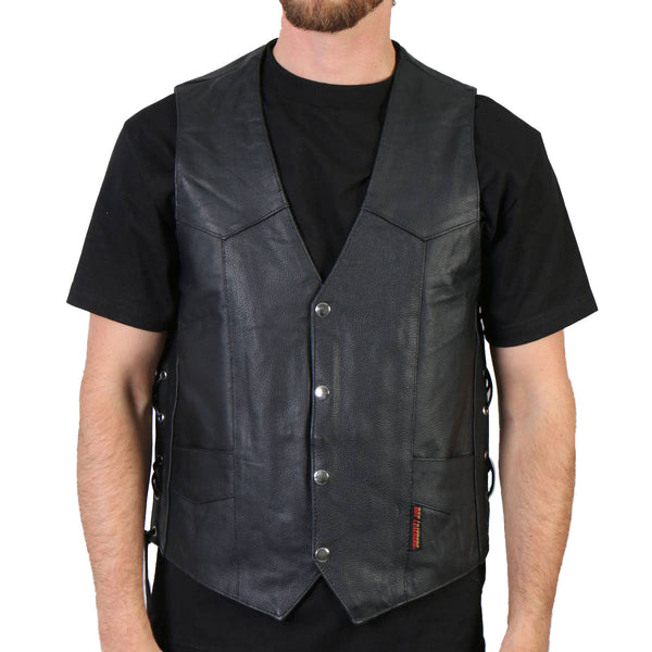 Hot Leathers VSM1022 Men's Black 'Conceal and Carry' Leather Vest