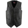 USA Leather 1201 Men's Black Classic Club Style Motorcycle Original Leather Vest