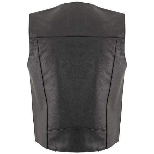 USA Leather 1201 Men's Black Classic Club Style Motorcycle Original Leather Vest