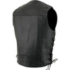 USA Leather 1202 Men's Classic ‘Side Laced’ Black Leather 4 Button Western Style Motorcycle Vest