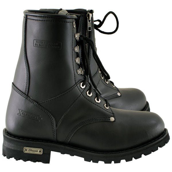 Xelement 1446 Men's Vigilant Black Leather Logger Boots with Inside Zipper