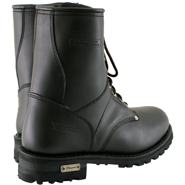 Xelement 1446 Men's Vigilant Black Leather Logger Boots with Inside Zipper