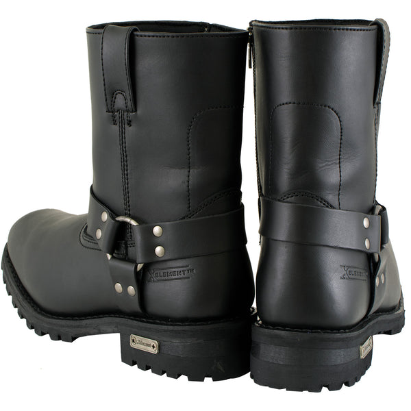 Xelement 1502 Men's Killa Black Leather Zippered Harness Motorcycle Boots