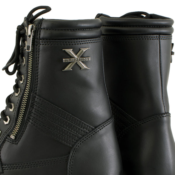 Xelement 1506 Men's Impact Black Premium Leather Lace-Up Motorcycle Biker Rider Boots