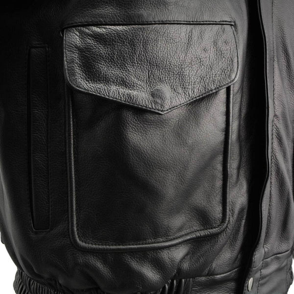 Milwaukee Leather LKM1704 Men's Classic Aviator Style Bomber Black Leather Fashion Coat Jacket