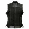Milwaukee Leather MDL4052 Women's 'Skelly' Black Motorcycle Denim Vest w/ Skull Embroidery