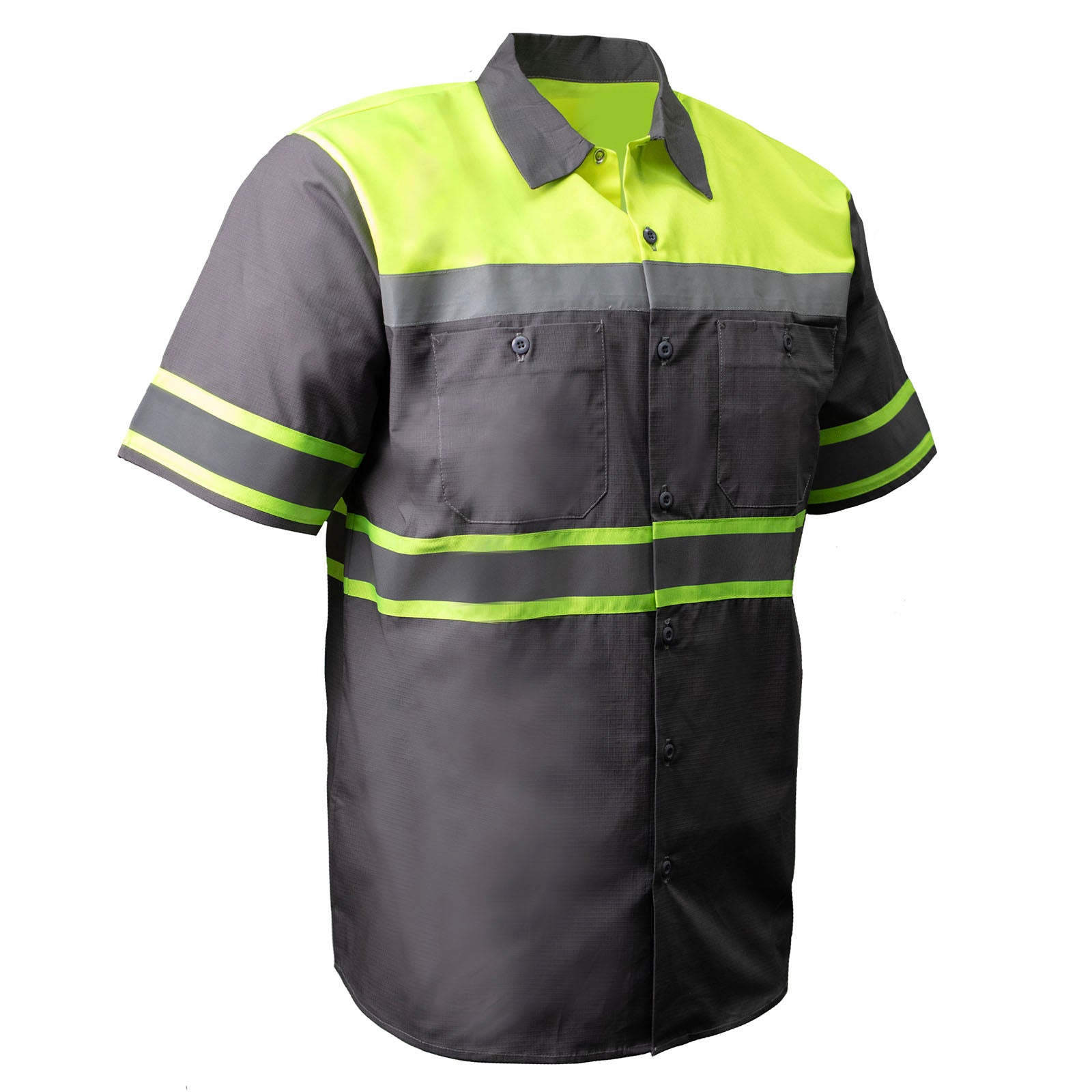 Milwaukee Motorcycle Clothing Co. Men’s Safeway Green/Grey Mechanic Rider Ready Shirt w/ Reflective Strip MDM11615
