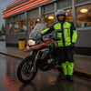 Milwaukee Leather MPM9510 Men's Black and Neon Green Motorcycle Water Resistant Rain Suit w/ Hi-Vis Reflective Tape