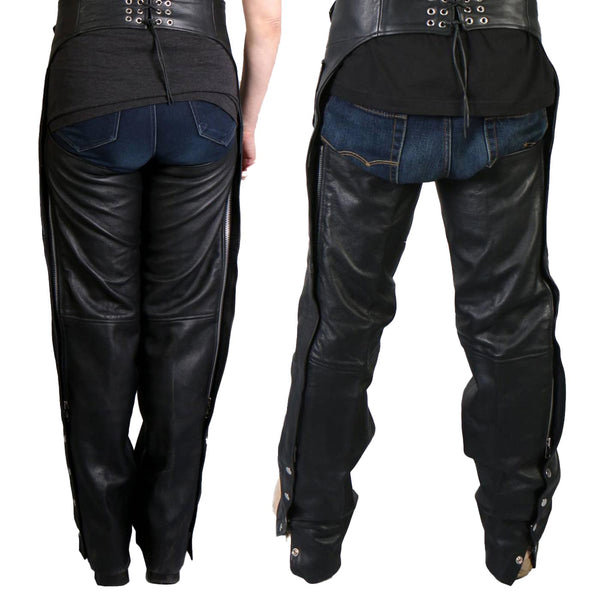 Hot Leathers CHM1005 Best Quality Fully Lined Unisex Black Leather Chaps