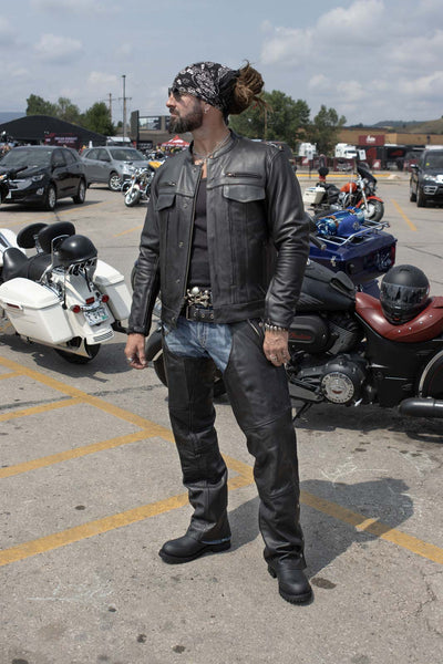 Milwaukee Leather MLM1506 Men's Black Premium Leather Motorcycle Jacket w/ Utility Pockets Cool-Tec Leather Treatement