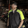 Milwaukee Motorcycle Clothing Co. Men’s Blk/Green Mechanic Work Shirt – w / Reflective Strip, Rider‑Built MDM11604