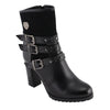 Milwaukee Leather MBL9433 Women's Black Triple Buckle Strap Fashion Riding Boots with Block Heel